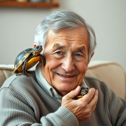 A heartwarming portrait of an old man with a gentle smile, showcasing his character and warmth
