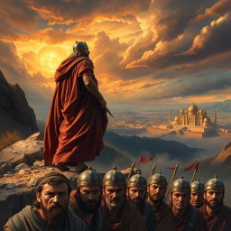 A dramatic and visually stunning scene depicting the rise and fall of the first king, Saul