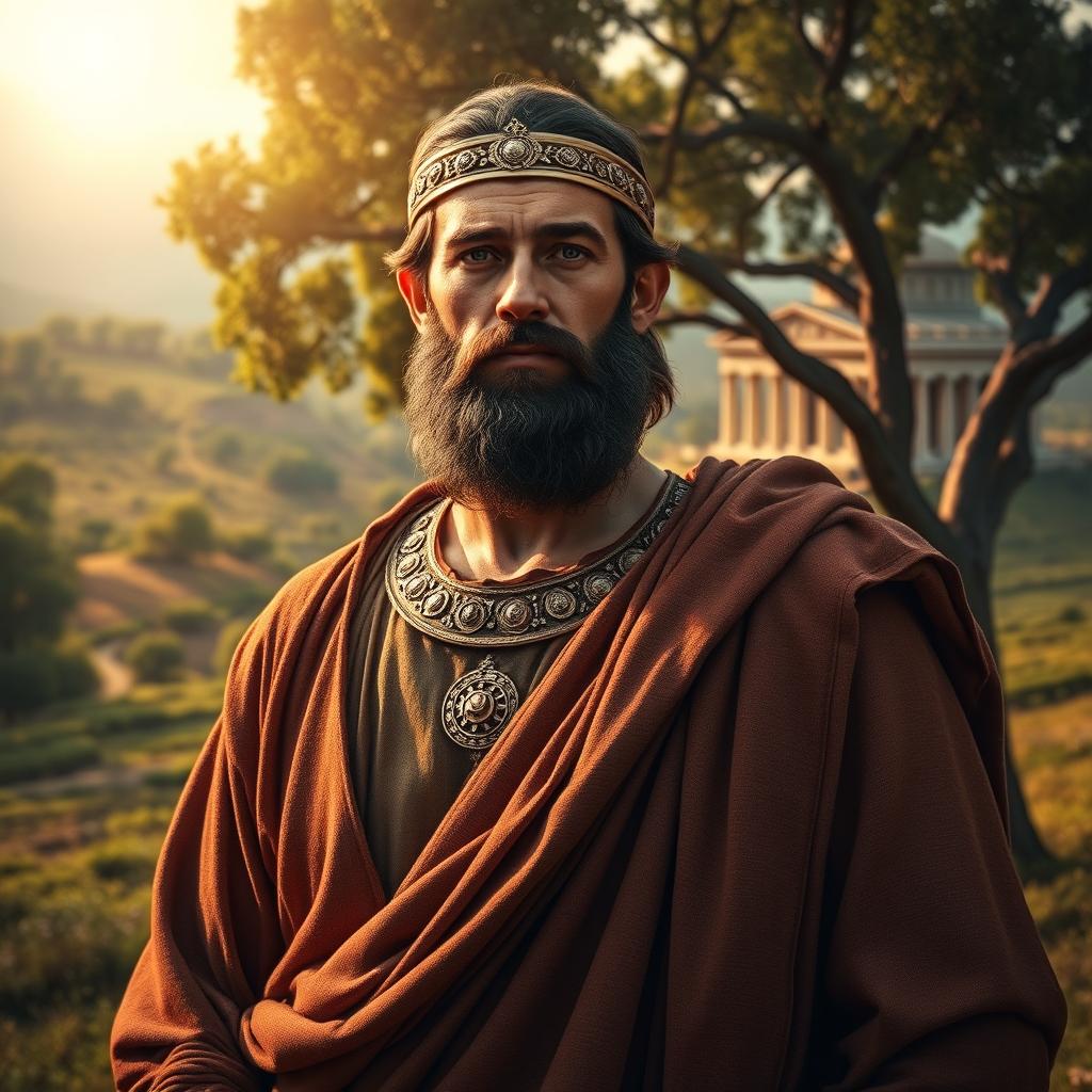An evocative portrait of King Saul, the chosen leader depicted in a historic setting