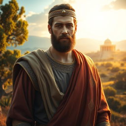 An evocative portrait of King Saul, the chosen leader depicted in a historic setting