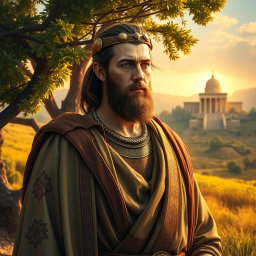 An evocative portrait of King Saul, the chosen leader depicted in a historic setting
