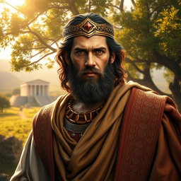 An evocative portrait of King Saul, the chosen leader depicted in a historic setting