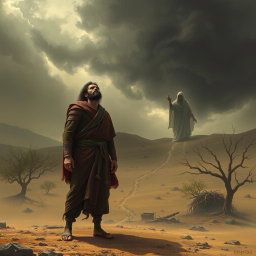 A poignant scene illustrating the downfall of King Saul due to disobedience, captured in a moment of despair