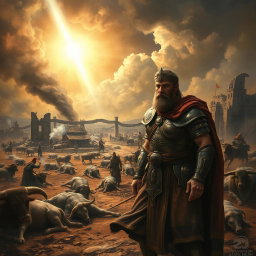 An intense and captivating illustration of King Saul defying God's command to completely destroy the Amalekites