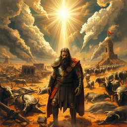 An intense and captivating illustration of King Saul defying God's command to completely destroy the Amalekites