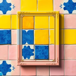 A beautiful book cover design featuring traditional Portuguese tiles arranged in an intricate pattern