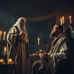 A powerful scene capturing the moment the prophet Samuel confronts King Saul, delivering the harsh revelation that God has rejected him as king