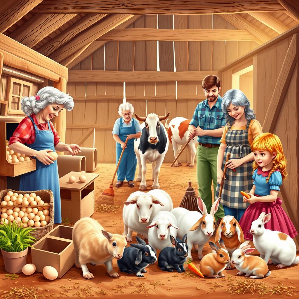 A vibrant farm scene showcasing a variety of activities