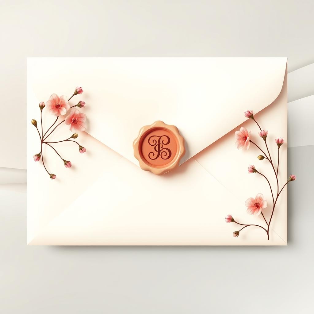 Design an elegant envelope inspired by the provided photo, featuring a smooth, flowing layout with soft pastel colors