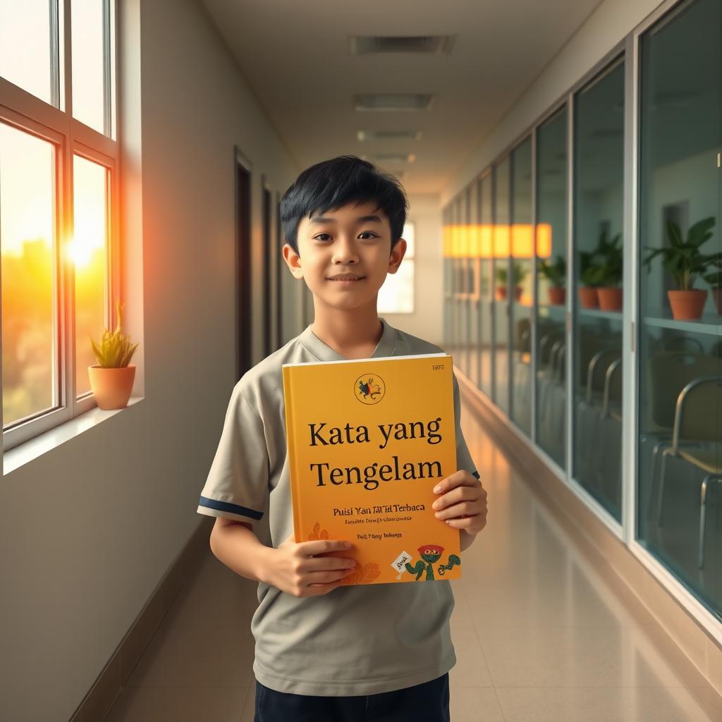 A book cover featuring a school hallway scene
