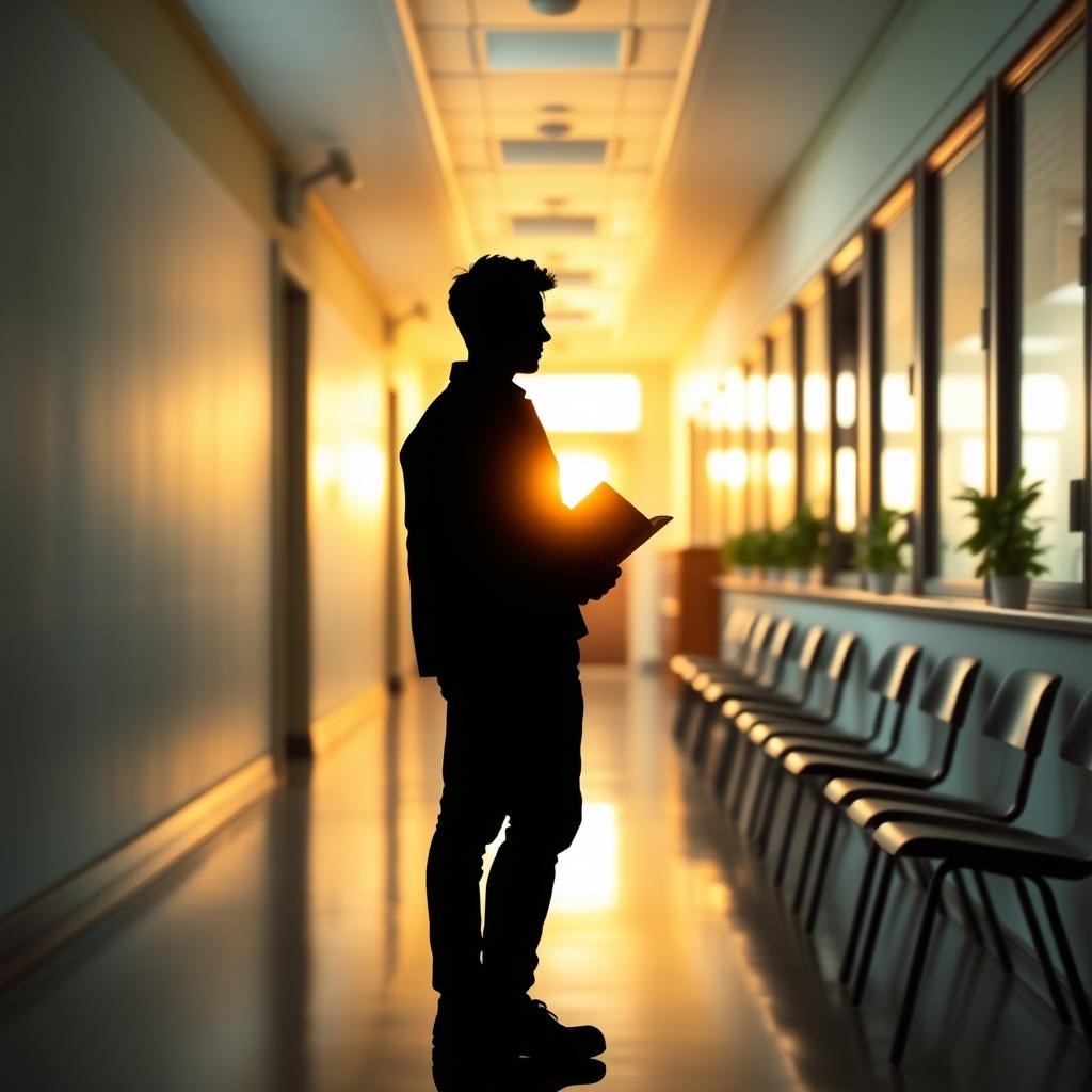 A book cover featuring a school hallway as the background