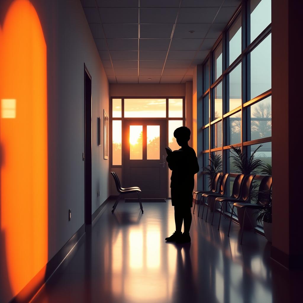A captivating book cover featuring a school corridor as the background