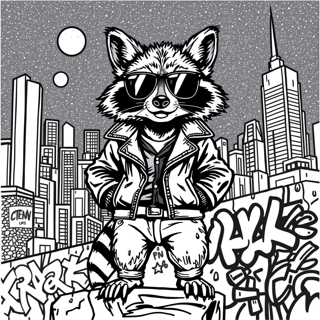 Unleash Your Creativity: Badass Raccoon Coloring Page