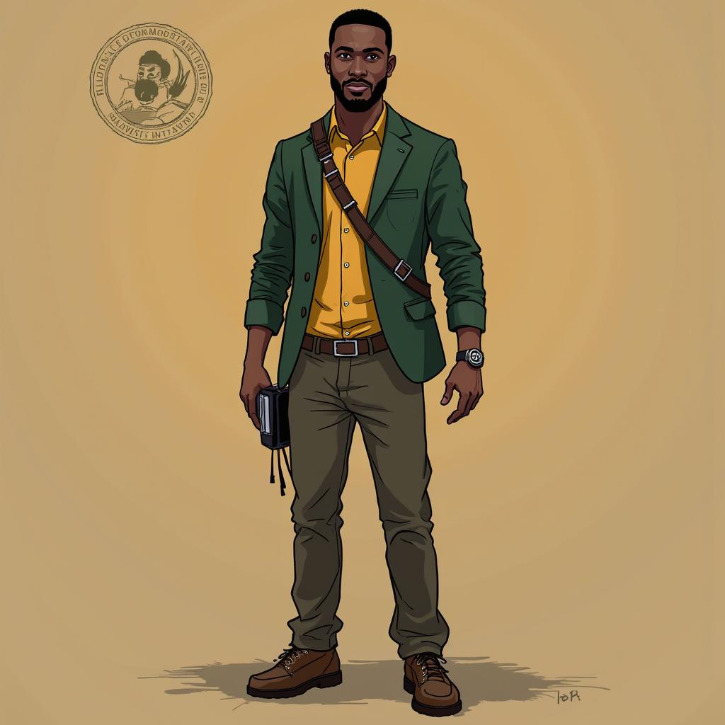 Create a character design for Emeka Onyema, a Nigerian Igbo protagonist, known as 'The Voice of the People'