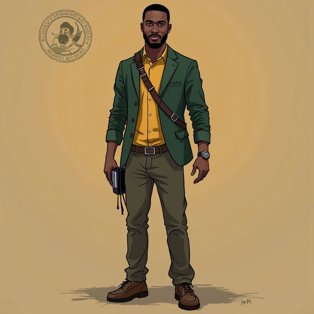 Create a character design for Emeka Onyema, a Nigerian Igbo protagonist, known as 'The Voice of the People'
