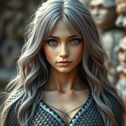 A stunning and captivating sun cleric, featuring a slender European girl with very large tender breasts