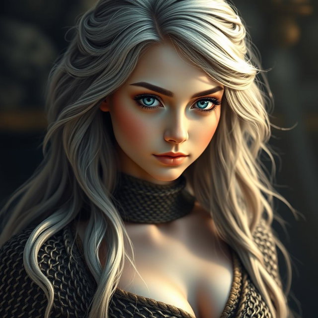A stunning and captivating sun cleric, featuring a slender European girl with very large tender breasts