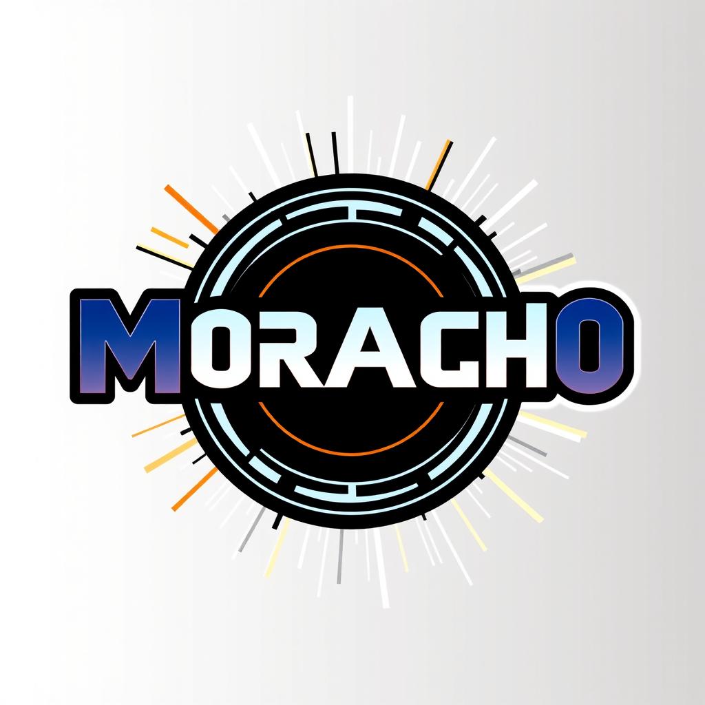 A logo design featuring the word "MORACHO" prominently displayed within a bold, circular shape
