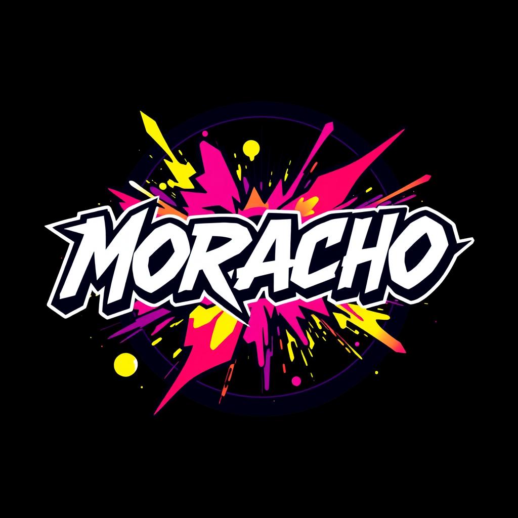 A logo design that features the word "MORACHO" boldly displayed within a dynamic, circular shape