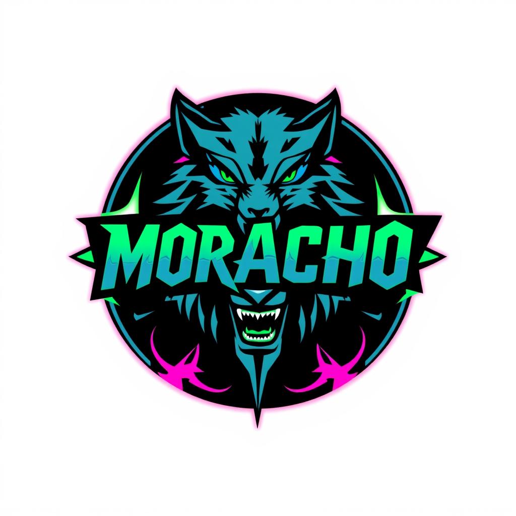 A logo design featuring the word "MORACHO" showcased prominently within a dynamic circular shape