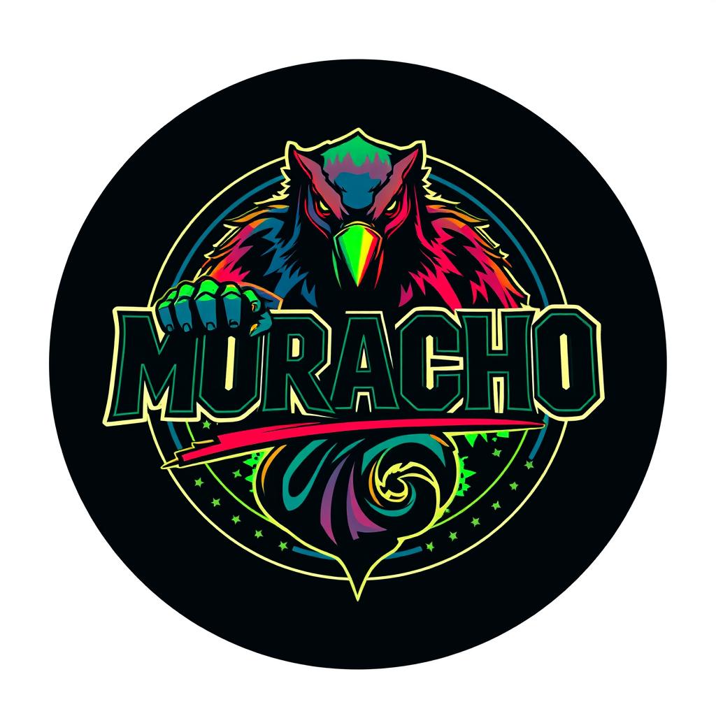 A logo design that prominently features the word "MORACHO" creatively positioned within a striking circular shape