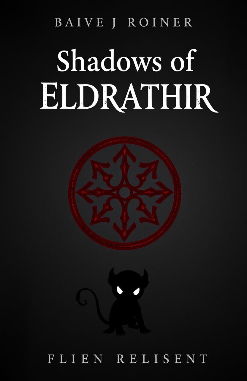 A book cover design featuring the title "Shadows of Eldrathir" prominently displayed at the top center