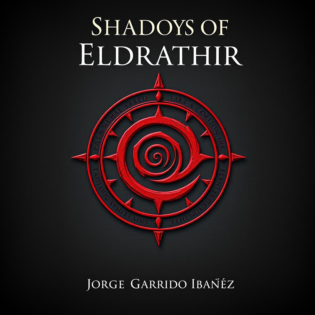 A book cover design featuring the title 'Shadows of Eldrathir' prominently placed at the top center