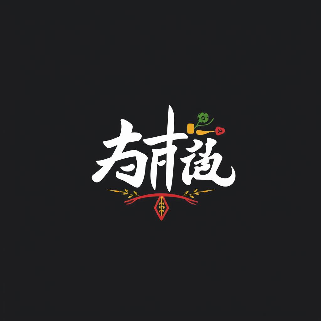 A creative logo design for an Asian chef, incorporating hieroglyphic elements to symbolize culinary artistry
