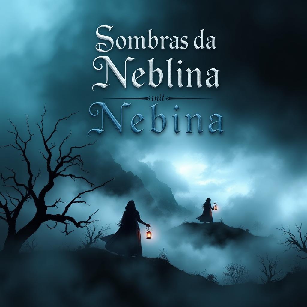 A book cover for a novel titled 'Sombras da Neblina'