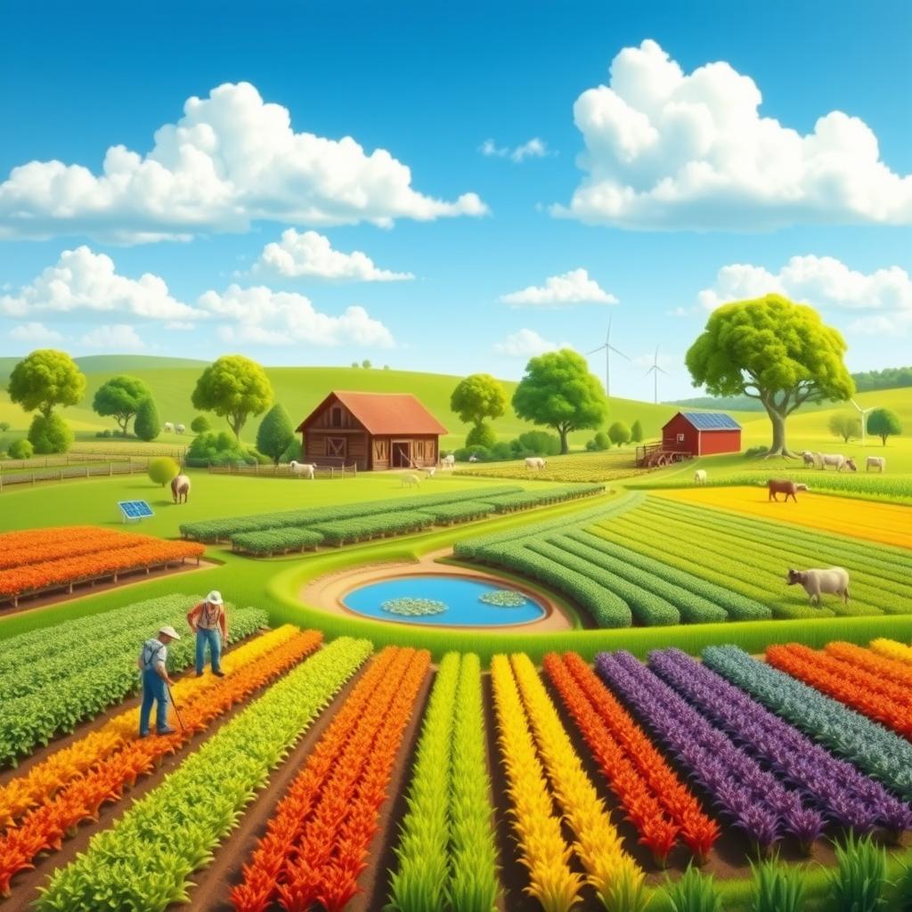 A creative agronomy design showcasing a vibrant, healthy farm landscape