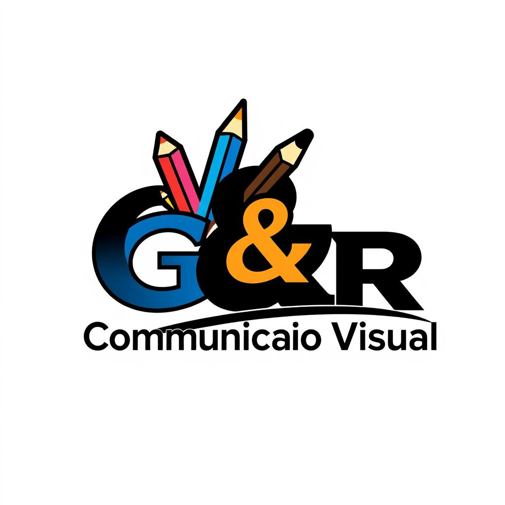 A distinctive and imaginative logo design for "G & R Comunicação Visual", showcasing a modern and artistic interpretation