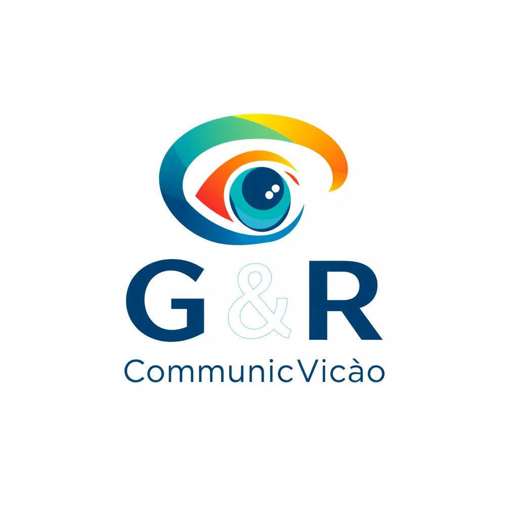 A modern and artistic logo design for "G & R Comunicação Visual" that captures the essence of creativity and visual communication