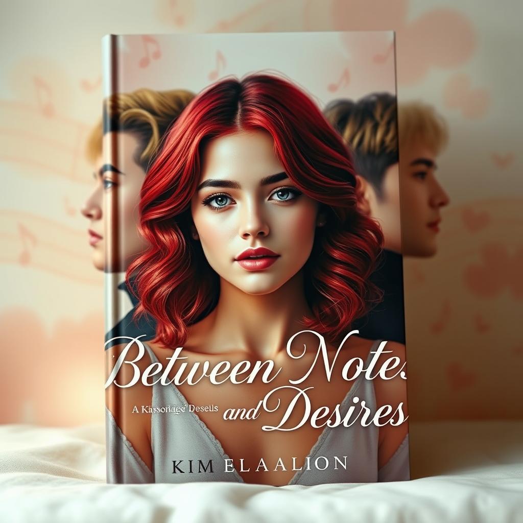 A captivating book cover for a novel titled 'Between Notes and Desires'