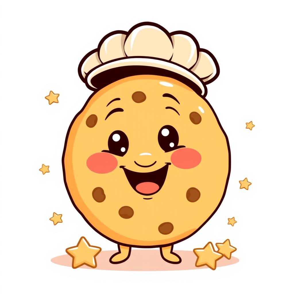 A simple and charming retro 1930's-style mascot character designed to represent nastar cookies