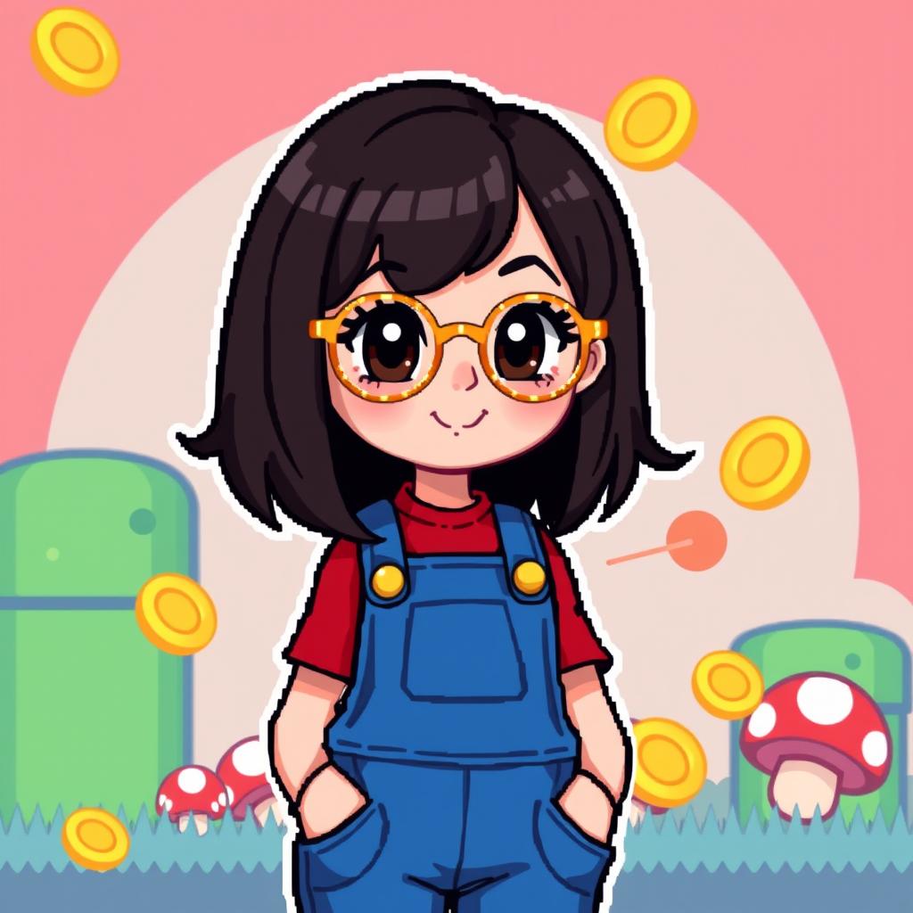 A cute pixel art style character inspired by the Mario Bros theme