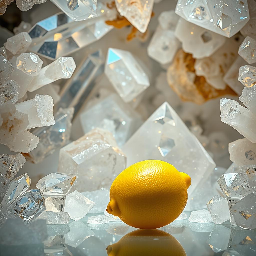 A breathtaking view of a crystal universe, filled with intricate, shimmering crystals of various shapes and sizes that reflect light in captivating patterns