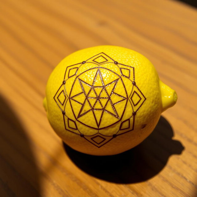 Vibrant Lemon Art with Sacred Geometry