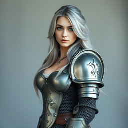 A stunning European cleric with an elegant yet powerful presence, characterized by her slender figure and large, tender breasts