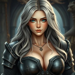 A busty beautiful European cleric girl with very large tender breasts