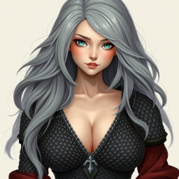 A busty, beautiful cleric portrayed as a slender European girl