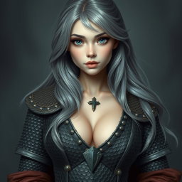 A busty, beautiful cleric portrayed as a slender European girl