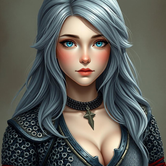 A busty, beautiful cleric portrayed as a slender European girl