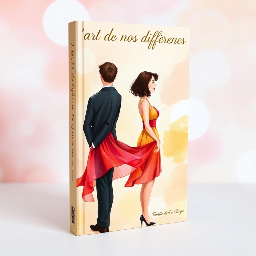 A beautiful, intimate book cover for a romance novel titled 'L'Art de Nos Différences'