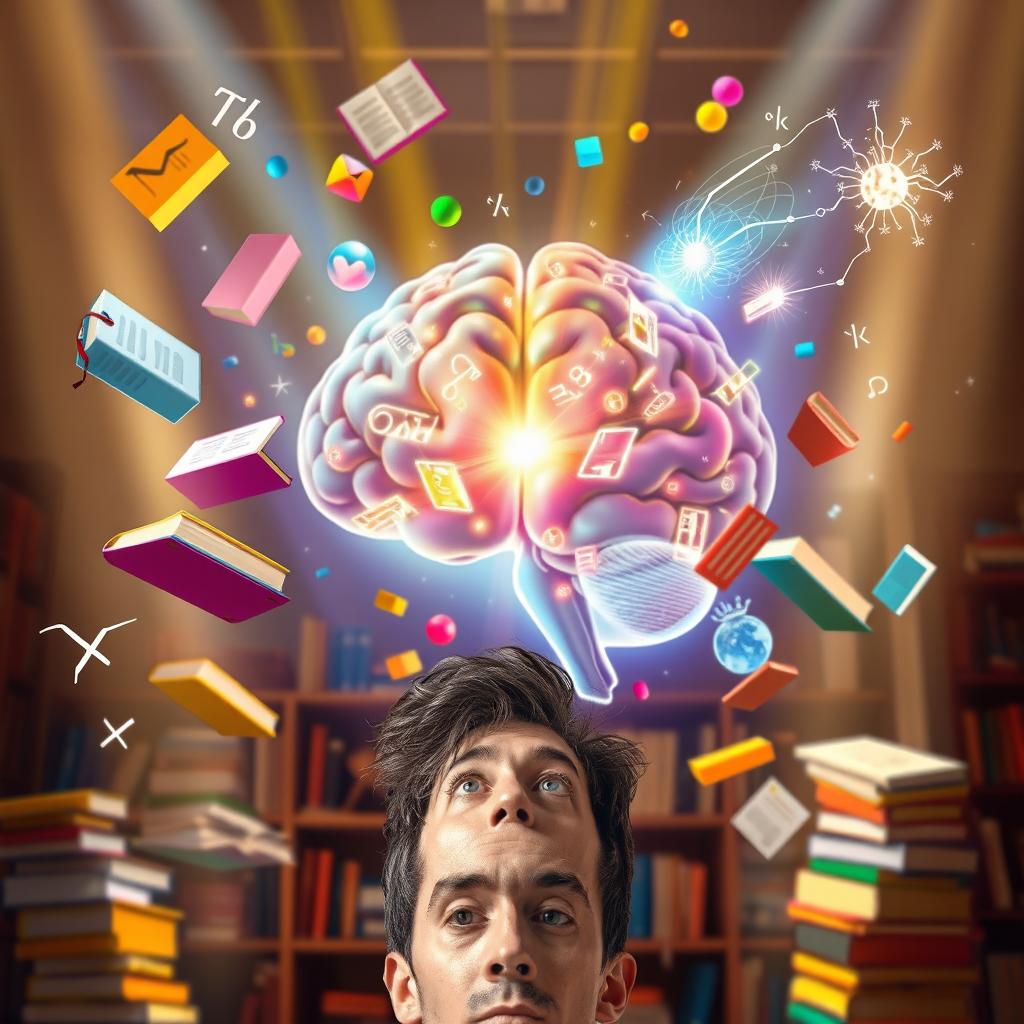 A vibrant and imaginative scene depicting the concept of memorization