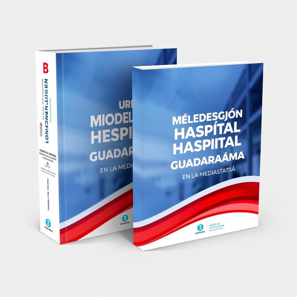 A visually appealing book cover design for 'Modelo de Gestión Hospital Guadarrama, en la Media Estancia'