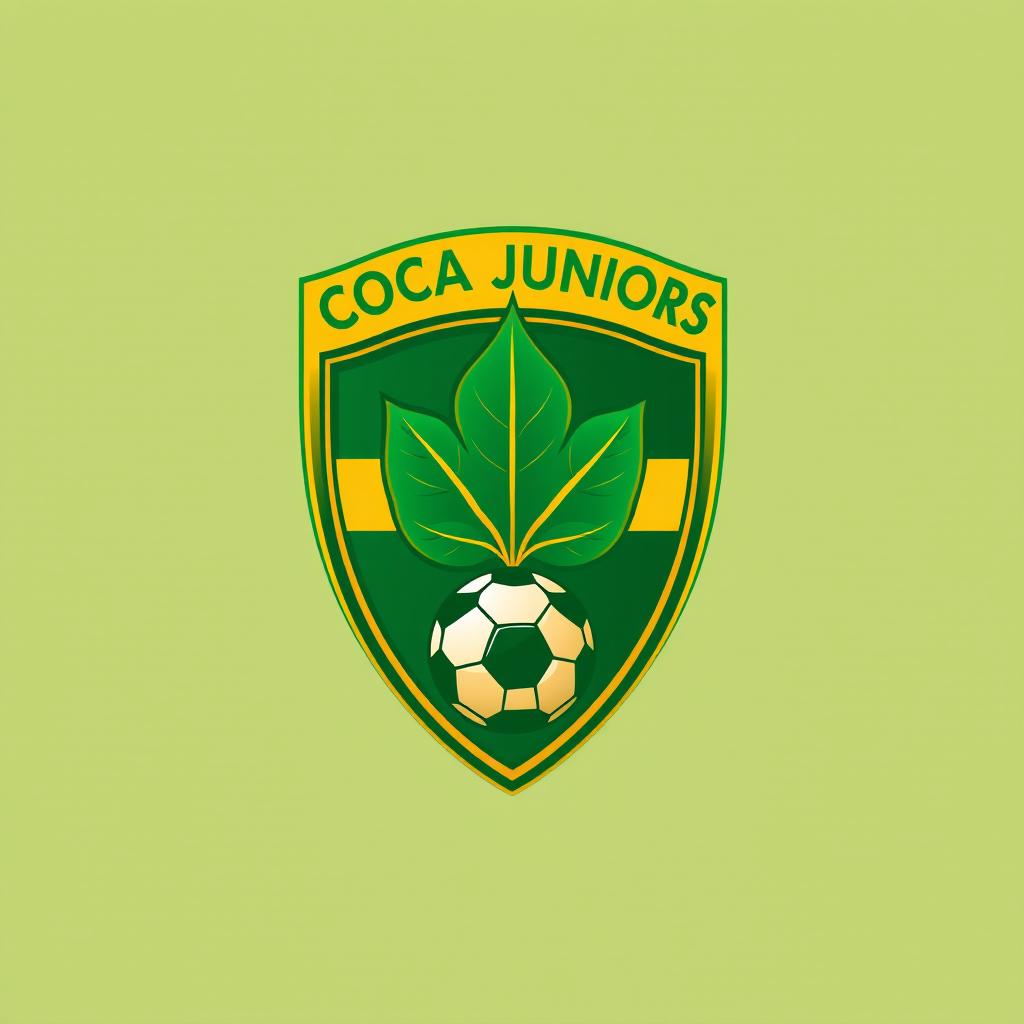 A vibrant and dynamic football (soccer) shield emblem for a team named 'Coca Juniors'