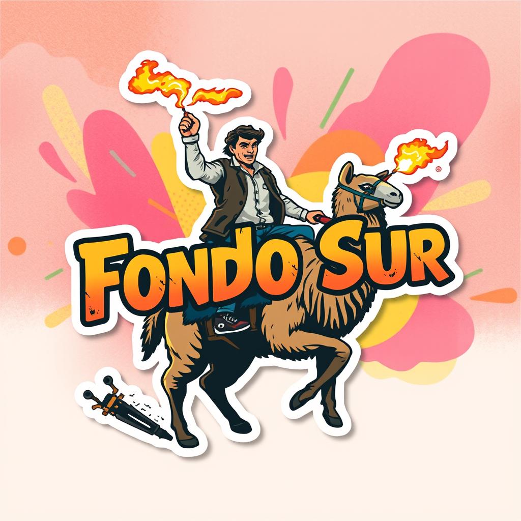 A rectangular sticker design featuring the text 'Fondo Sur' in bold, aggressive typography
