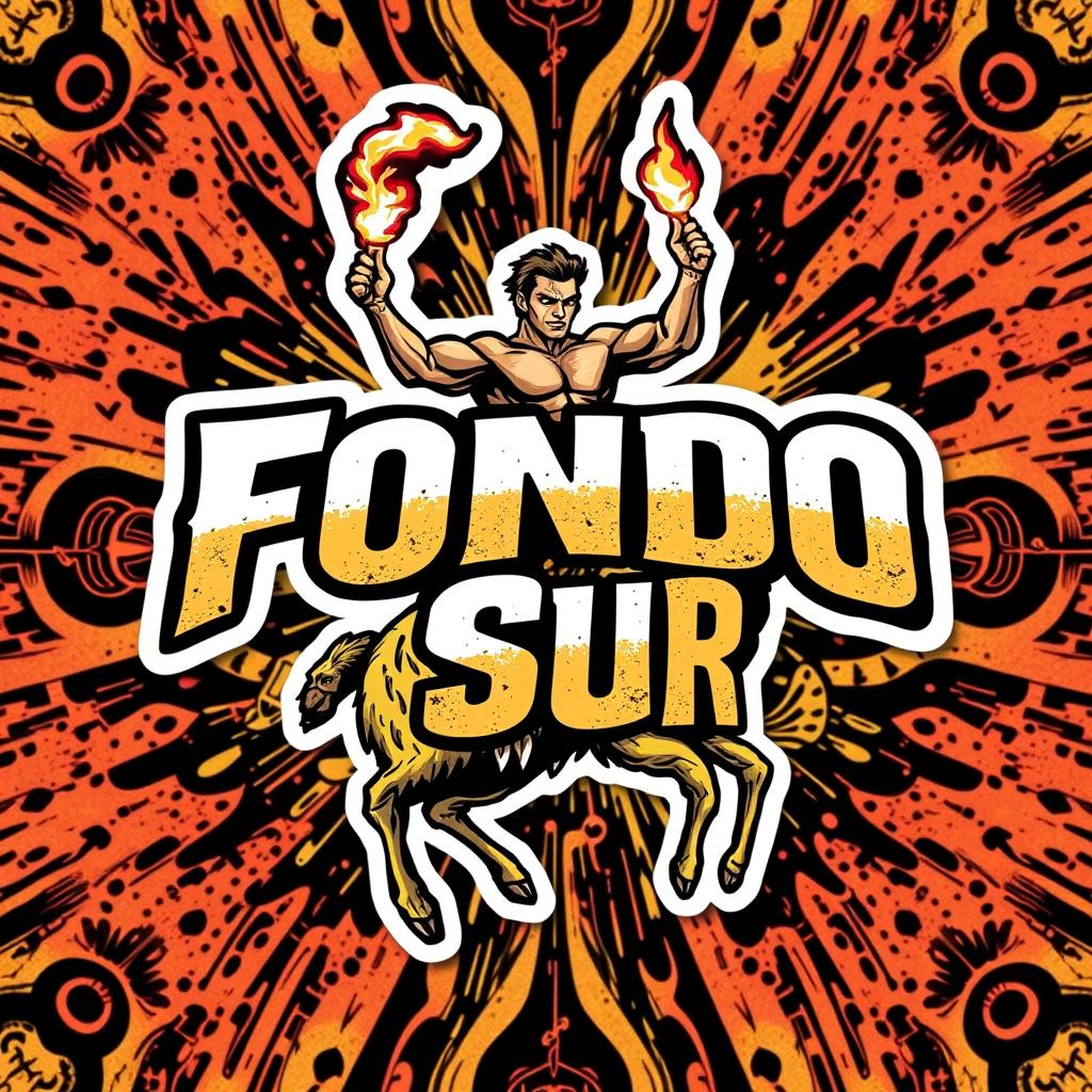 A rectangular sticker design that is extremely aggressive in style, featuring the text 'Fondo Sur' in striking, bold typography that demands attention