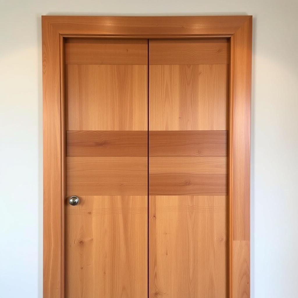 A beautifully crafted horizontal planks door made of rich, solid wood, displaying a wonderful natural grain texture