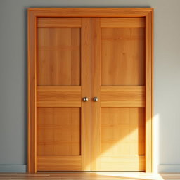 A beautifully crafted horizontal planks door made of rich, solid wood, displaying a wonderful natural grain texture